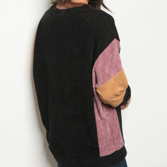 LAST 1! COLOR BLOCK STRIPE SOFT CHENILLE SWEATER - Picture 4 of 4